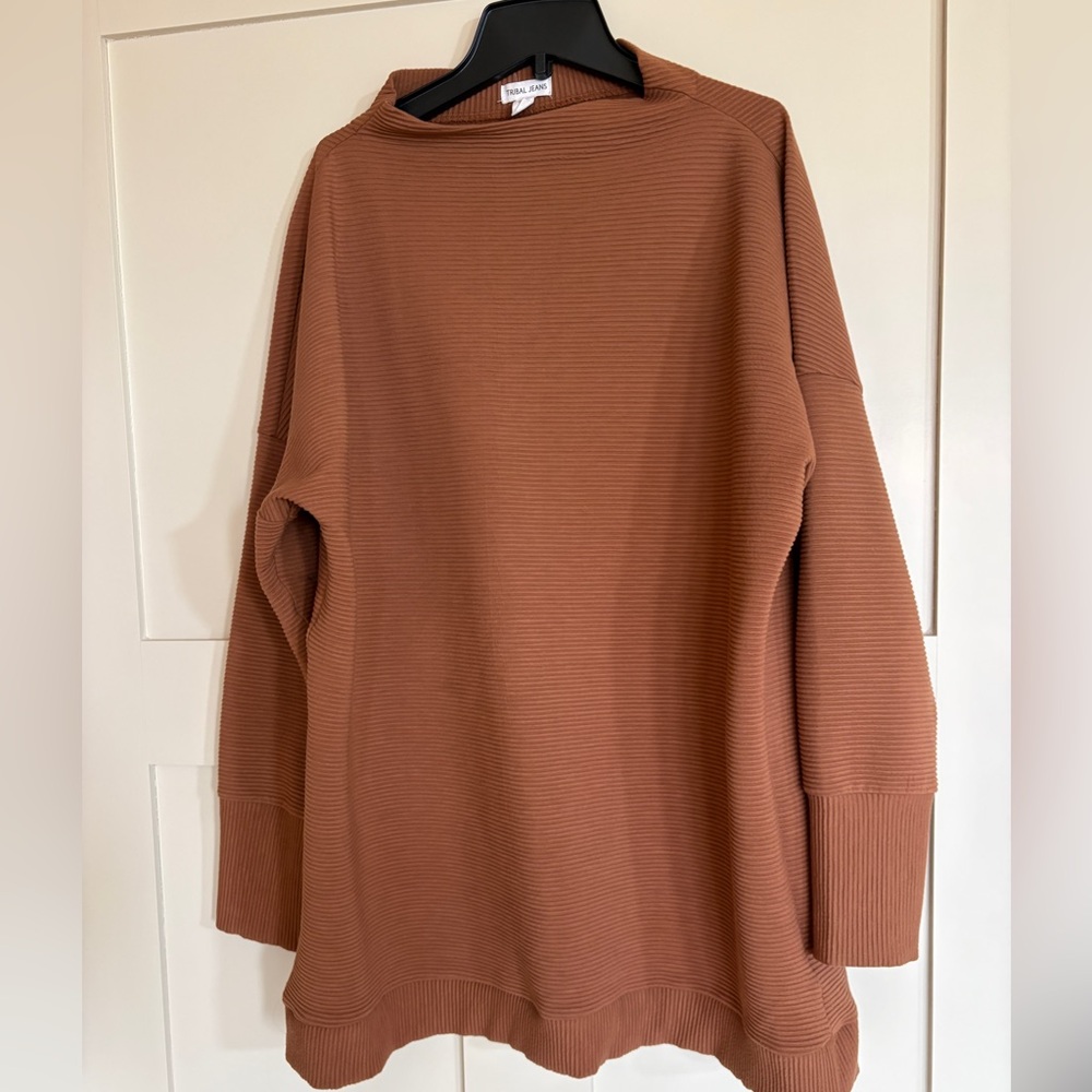 Tribal Jeans Brown Ribbed Oversized Sweater 
Size M